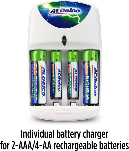 ACDelco AA and AAA Battery Charger, Includes 2 AA Batteries...