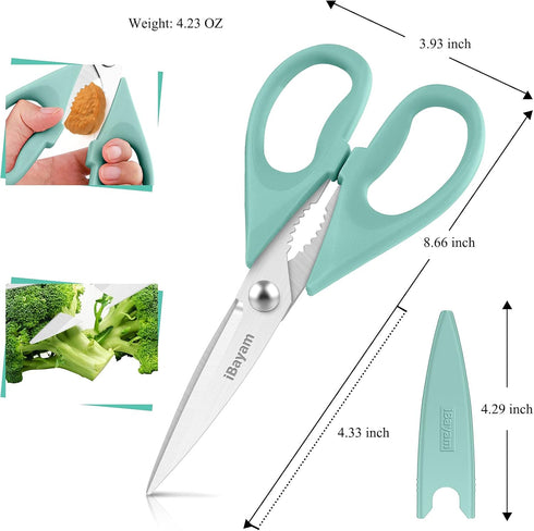 Kitchen Shears, iBayam Kitchen Scissors All Purpose Heavy Duty Meat Scissors Poultry Shears, Dishwasher Safe Food Cooking Scissors Stainless Steel...