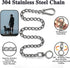 Dog Chain Leash, 304 Stainless Steel Dog Short Lead Metal Heavy Duty Chain DIY Double Dog Leashes Self-Assembly Leashes Extension&Coupler. (304 S/...