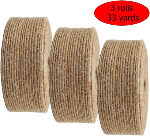3 Rolls of Natural Burlap Fabric Ribbon for Wedding Events Party Gift Wrapping,Christmas Home Decorations,11 Yards Each Roll, 1.5 Inch Wide...