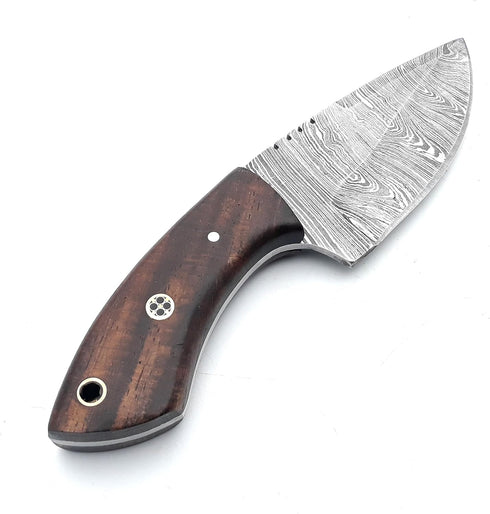 Hunting Knife with Leather Sheath 6-inches Full-tang Fixed Blade Tactical Handmade Damascus Knife, Ideal for Skinning, Outdoor Camping, Hiking, Hu...