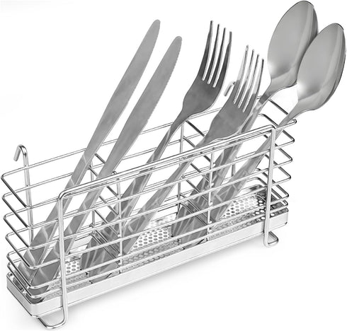 Utensil Holder, Stainless Steel Utensil Drying Rack,3 Divided Compartments Cutlery Holder With Hook for Kitchen, No Drilling...