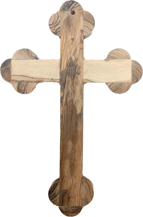 Zuluf 10.6" Olive Wood Wall Crucifix Catholic Hanging Cross with Relics Holy Essences Orthodox Holy Land Gift CRS033...