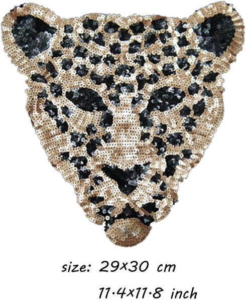ARTEM Sequins Leopard Head Patch Sew on Patch Rope Embroidered Sequins Pattern Cloth Stickers for Decoration Clothing 1 Pcs...