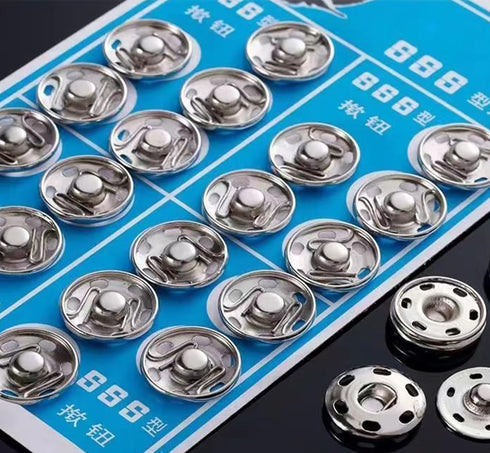 Ouliget Metal Sew On Snap Buttons, Fasteners Press Studs for Sewing Clothes Jeans Overcoat DIY,12mm Dia Snaps,20 Sets,Silver...