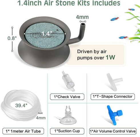 hygger Aquarium Air Stone Kit Small Nano Bubbles Quiet Ultra High Dissolved Oxygen Stone Fish Tank Air Stone Stainless Steel Fish Tank Bubbler Air...