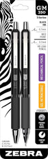 Zebra Pen G-350 and M-350 Retractable Gel Pen/Mechanical Pencil Set, Premium Black Metal Barrel, Medium Point, 0.7mm, (11112), 2 Count (Pack of 1)...
