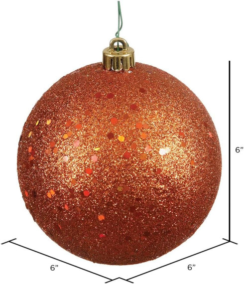 Vickerman 6" Burnished Orange Sequin Ball Ornament, 4 per Bag...