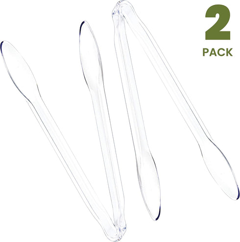 Plasticpro Disposable Plastic Serving Tongs 12'' inch Durable Heavy Duty Premium Serving Utensils Clear Pack of 2...