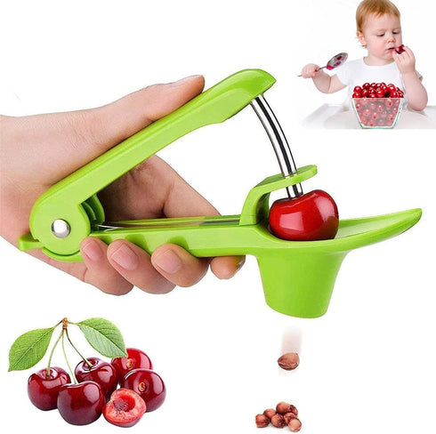 Stainless Steel Multi-Function Olives & Cherry Pitter Tool with Lock Design - Heavy-Duty Fruit Pit Remover for Jam Making...