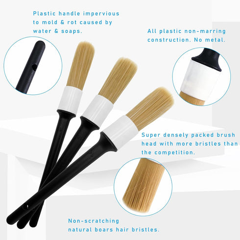 Ziciner 3PCS Car Detailing Brush Set, Ultra Soft Car Detail Brushes, No Scratch Car Cleaning Tools, Auto Interior Cleaner Accessories for Interior...