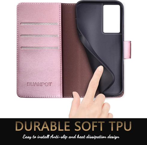 SUANPOT for Samsung Galaxy S21 Ultra 6.8" with RFID Blocking Leather Wallet case Credit Card Holder,Flip Folio Book Phone case Shockproof Cover Wo...