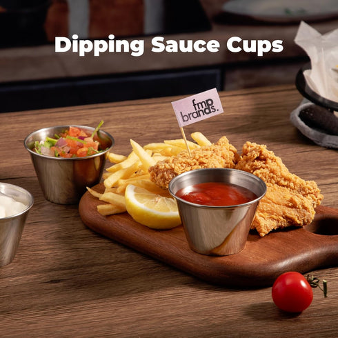 Fit Meal Prep [24 Pack 4 oz Stainless Steel Dipping Sauce Cups, Reusable Metal Ramekins, Commercial Grade Condiment Bowls, Individual Portion Cups...