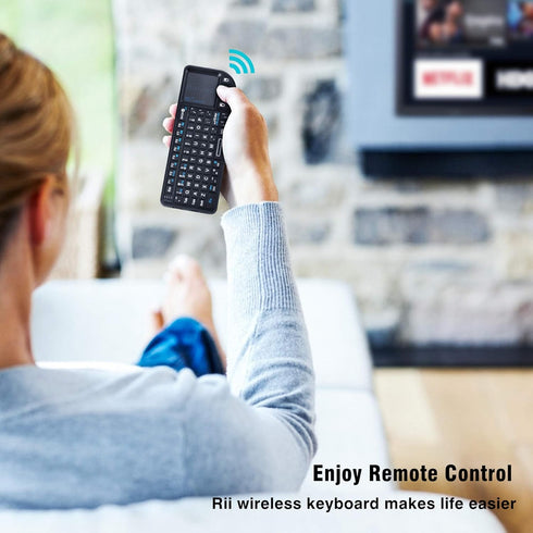 Rii Mini Wireless Keyboard with Touchpad?QWERTY Keyboard,Support Bluetooth ?2.4G Connection,Built-in Laser Pointer, Backlit Portable Keyboard Wire...
