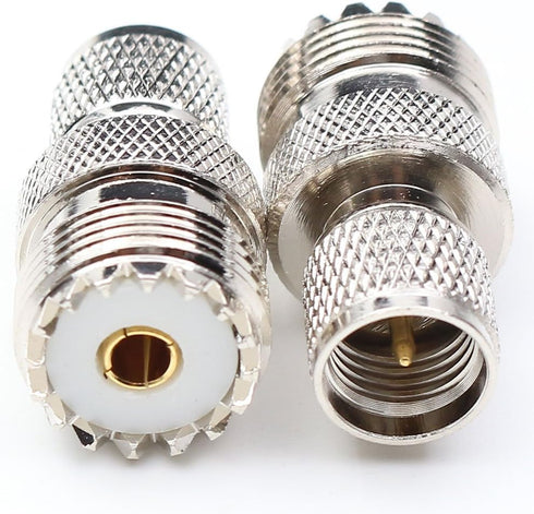 Mini UHF Male to UHF Female Connector Pl259 Coax Adapters UHF to Mini uhf Coaxial Adapter SO239 RF Adapter 2Packs...