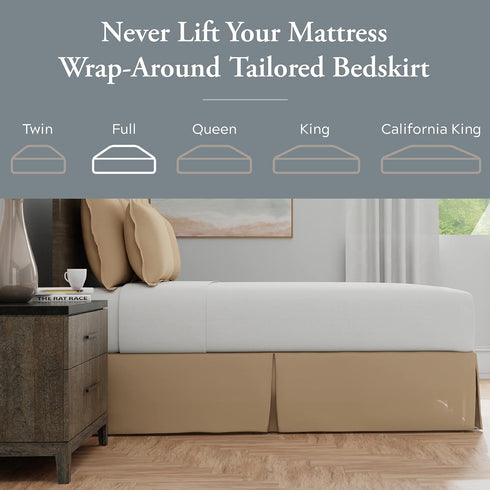 Bed Maker’s Never Lift Your Mattress Bed Skirt, Designed for Box Spring Beds, Split Corners, 14 Inch Drop Length, Full, Mocha...
