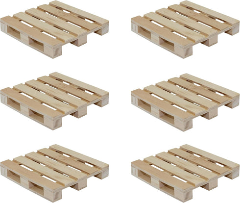 Creative Hobbies 6-Pack Mini Wood Pallet Coasters for Beverages, Hot and Cold Drinks, Mini Building Blocks Stacking, DIY Crafts, 4" x 4" x 11/16"...