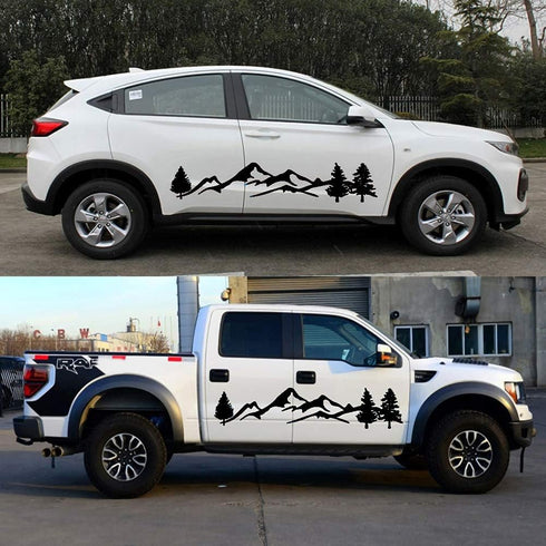 sundan 2PCS Car Side Body Stickers Mountain Tree Forest Graphic Decals DIY Vinyl Sticker Decals for Car Truck SUV RV Camper Trailer, 77.95''x15.74...