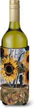Caroline's Treasures JMK1202LITERK Pot of Sunflowers Wine Bottle Hugger Bottle Cooler Sleeve Hugger Machine Washable Collapsible Insulator Beverag...