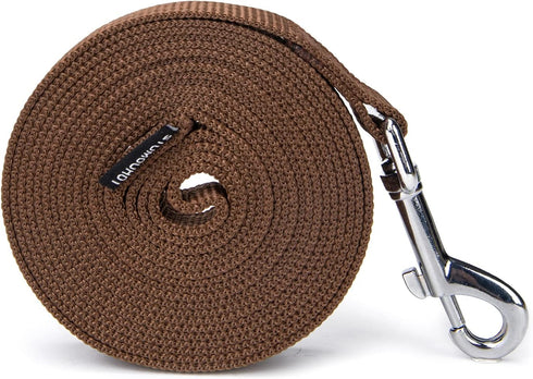 Strong Durable Nylon Dog Training Leash, 1 Inch Wide Traction Rope, 6 ft 10ft 15ft Long, for Small and Medium Dog (Brown, 10 Feet)...