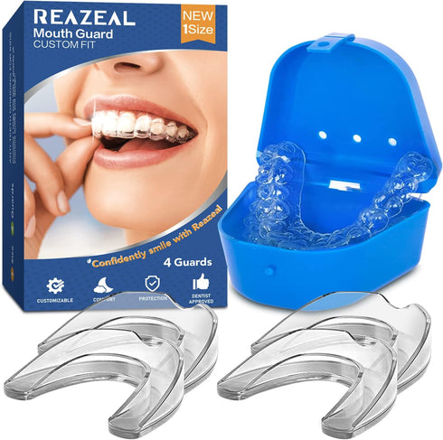 Mouth Guard for Grinding Teeth at Night: Moldable Dental Guard for Sleeping - Nighttime Protection for Teeth 4 Pack/One Size...