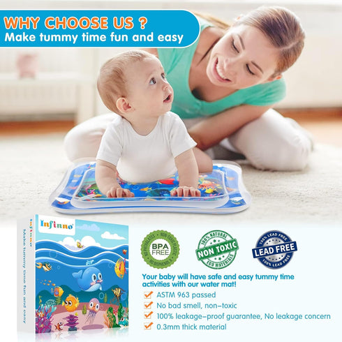 Infinno Inflatable Tummy Time Mat Premium Baby Water Play Mat for Infants and Toddlers Baby Toys for 3 to 24 Months, Strengthen Your Baby's Muscle...