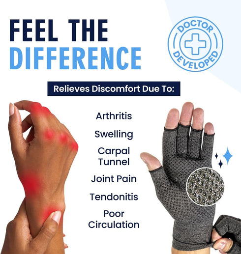 Dr. Frederick's Original Grippy Arthritis Gloves for Women & Men - Anti-Slip Compression Gloves for Arthritis Pain Relief - Large...