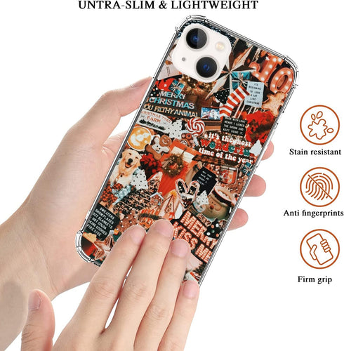 Winter Collage Phone Case Christmas Holiday Cover for iPhone 13, Christmas Day Collage Case for Girls Women Men, Unique Trendy TPU Bumper Cover Ca...