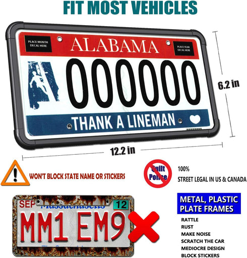Aootf License Plate Protector- Clear Novelty Number Plate Cover with Silicone Car Tag Frame, Unbreakable Cover to Protect Front or Back License Pl...