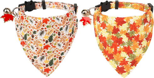 ADOGGYGO Fall Cat Collars Breakaway with Removable Bandana, Adjustable Autumn Thanksgiving Cat Collar Cute Fall Leaves Cat Bandana Collar for Cats...