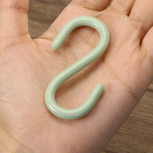 Mini Skater 2.5" S Shape Hooks, 10Pcs Light Green Plastic, Rust Resistant, Heavy Duty, Kitchen, Bathroom, Closet, Storage Room, Garage, Workshop, ...