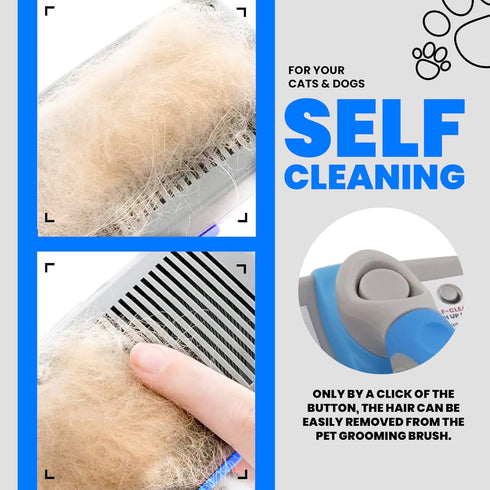 Performore Pet Grooming Brush, Self Cleaning Slicker Brush with Stainless Steel Wire Bristles for Dogs and Cats, Shedding Grooming Tools for Fur P...