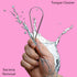 100% GENUINE TONGUE CLEANER PACK OF 2 STAINLESS STEEL WITH SINGLE HANDLE TONGUE SCRAPER STOP BAD BREATHE, FOR ADULT LIMPADOR DE LENGUAY DEPURATORT...