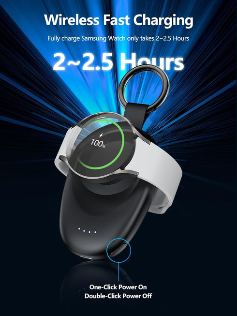 for Samsung Watch Charger, 1400mAh Fast Charging Galaxy Watch Charger Portable Wireless Power Bank, Magnetic Travel Car Keychain Charger for Galax...