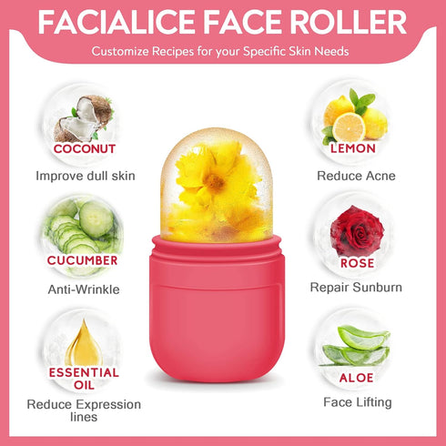 AURUZA Ice Face Roller and Gua Sha Set, Ice Roller for Face & Eye Puffiness Relief Beauty Facial Rollers Mold Icing Massage Skin Care Tools for Br...