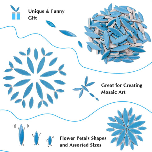 Petal Mosaic Tiles for Crafts, 200g Flower Tiles Pieces for Mosaic Craft Supplies,DIY Mosaic Outdoor Decor(Sky Blue)...