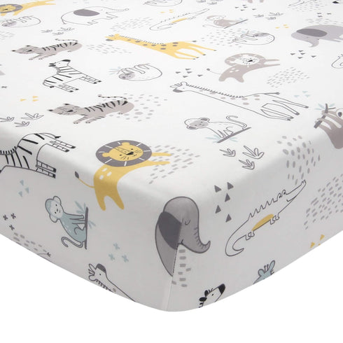 Lambs & Ivy Animal Jungle Soft 100% Cotton Jersey Baby Fitted Crib Sheet...