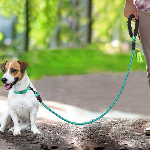 Dynmeow Reflective Dog Collar and Leash Set, 6FT Strong Climbing Rope Leash with Padded Handle, Adjustable Pet Collar with Soft Neoprene Padding f...