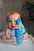 Dr. Brown's Milestones Narrow Sippy Straw Bottle, Spill-Proof with 100% Silicone Handles and Weighted Straw, 8 oz/250 mL, Blue, 6m+...