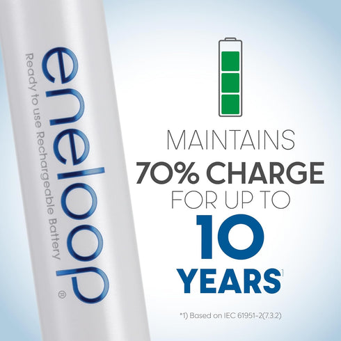 Eneloop Panasonic BK-4MCCA4BA AAA 2100 Cycle Ni-MH Pre-Charged Rechargeable Batteries, 4-Battery Pack...