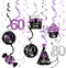 60th Birthday Decorations for Women Purple Black Silver 60th Birthday Party Decorations Hanging Swirls Ceiling– Women...