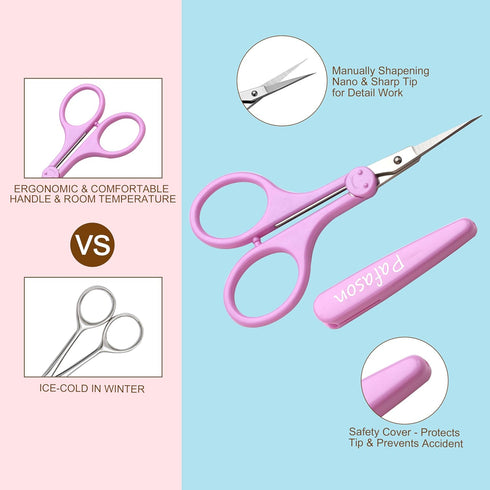 PAFASON 4" Stainless Steel Detail Craft Scissors Set with Straight Precise Tips & Safety Cap & TSA Complied Ideal for Scrapbooking, Paper Yarn Thr...