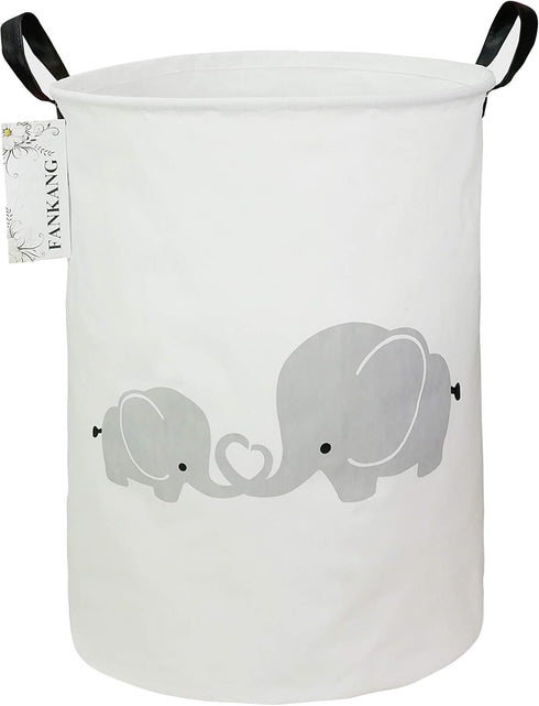 FANKANG Storage Basket, Nursery Hamper Canvas Laundry Basket Foldable with Waterproof PE Coating Large Storage Baskets for Kids Boys and Girls, Of...