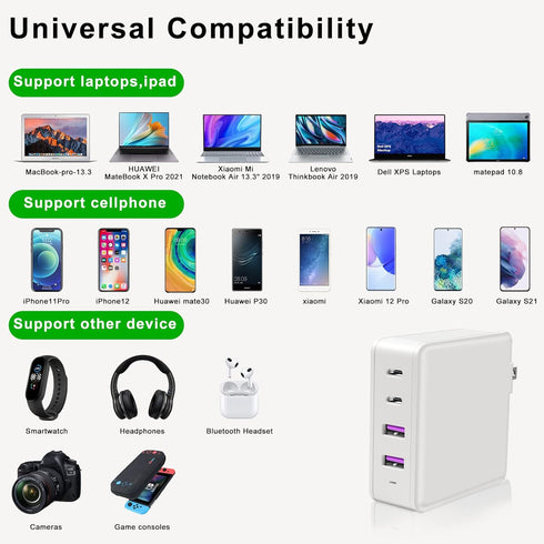 DTK USB C Wall Charger, 120W Fast Charger Block Plug, 4-Port Portable Power Charger Station...