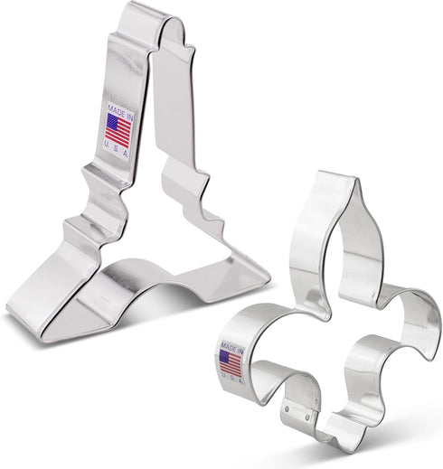 Ann Clark Cookie Cutters Vive La France Cookie Cutters 2-Pc. Set Made in the USA, Eiffel Tower and Fleur de Lis...