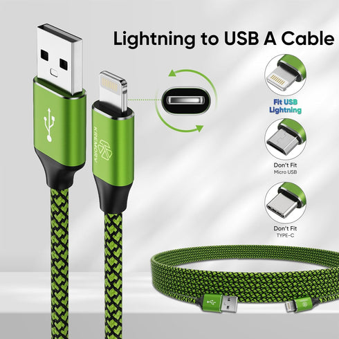 iPhone Charger 5 Pack 10 ft USB Lightning Cable Apple Mfi Certified Cable Fast Charging Cord Nylon Braided Compatible with iPhone 14 13 12 11 XS X...