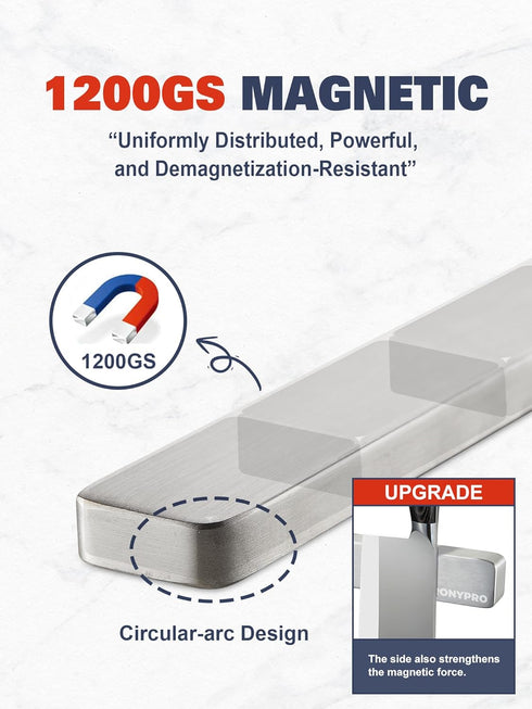 Magnetic Knife Holder for Wall, Stainless Steel Knife Magnetic Strip for Refrigerator with Strong Adhesive Tape, Kitchen Storage Magnetic Knife Ba...