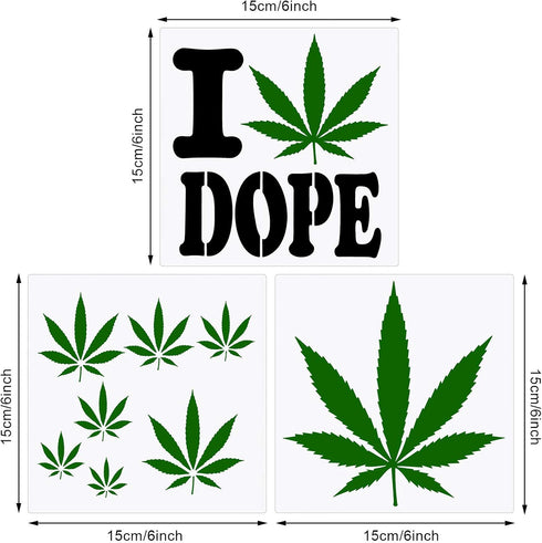 3 Pieces Pot Leaf Stencil Weed Leaf Stencils Reusable Leaf Painting Stencil for DIY Wall Painting Crafts Making Decoration Supplies...