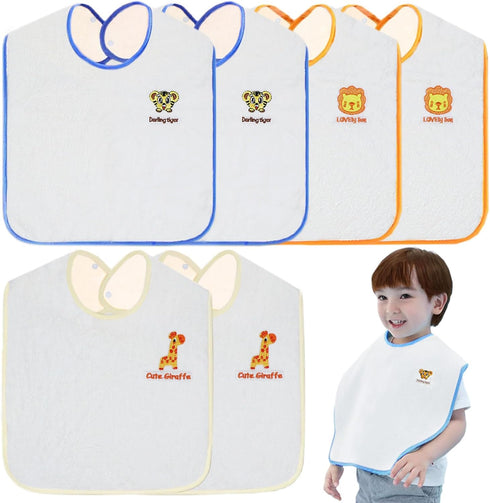 Set of 6 Baby Bibs| Waterproof Toddler Bibs| Large Towel Bibs for Toddler 1-6 Years| Bibs for Baby Boys and Girls...