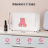 Preppy Makeup Bag, Cute Initial Cosmetic Bag Personalized Travel Makeup Pouch with Chenille Letters, Portable Waterproof PU Leather Zipper Toiletr...